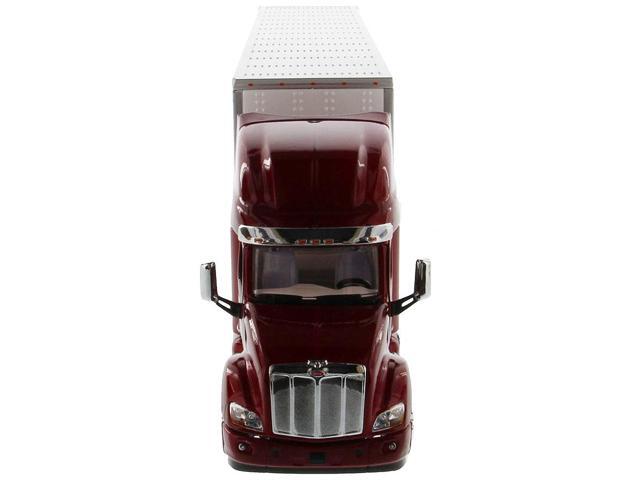 Peterbilt 579 UltraLoft Truck Tractor Red with 'CAT Caterpillar' Mural Dry Van Trailer 'Transport Series' 1/50 Diecast Model by Diecast Masters