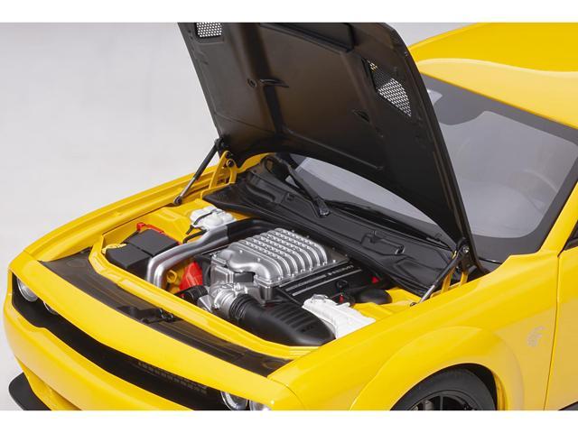 Dodge Challenger SRT Hellcat Widebody Yellow Jacket with Satin Black Hood 1/18 Model Car by Autoart