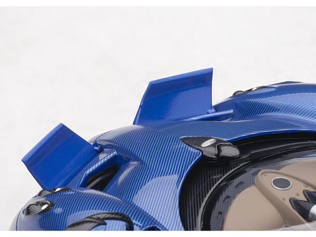 Pagani Huayra Roadster Blue Tricolore Carbon Fiber with Black Top with Luggage Set 1/18 Scale Model Car by Autoart