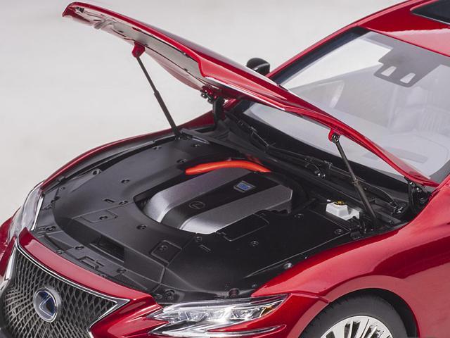 Lexus LS500h Morello Red Metallic with Chrome Wheels 1/18 Model Car by Autoart