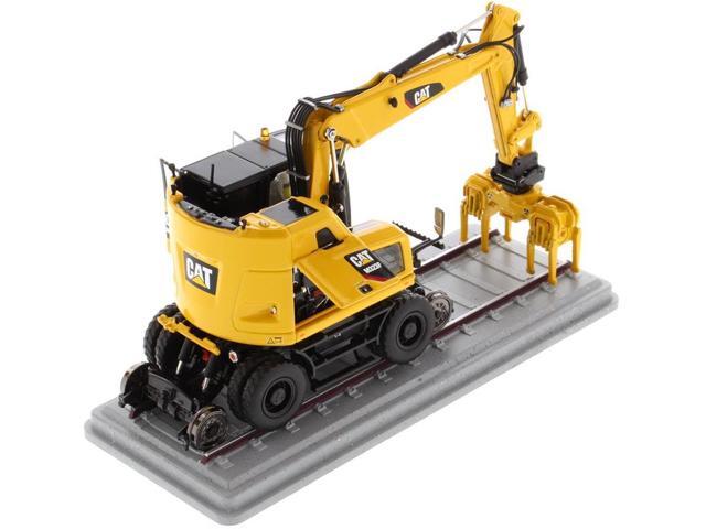 CAT Caterpillar M323F Railroad Wheeled Excavator w/Operator & 3 Work Tools Safety Yellow Ver. 1/50 Model by Diecast Masters