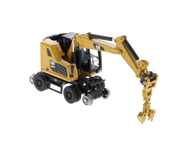 CAT Caterpillar M323F Railroad Wheeled Excavator with 3 Accessories (CAT Yellow Version) 'High Line' 1/87 (HO) Scale Diecast Model by Diecast Masters