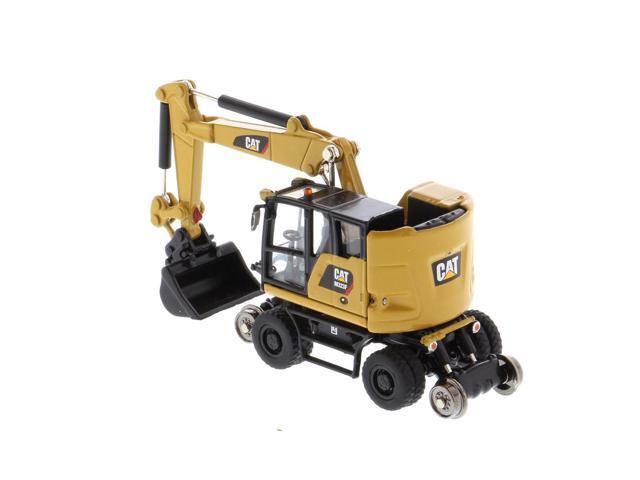 CAT Caterpillar M323F Railroad Wheeled Excavator with 3 Accessories (CAT Yellow Version) 'High Line' 1/87 (HO) Scale Diecast Model by Diecast Masters
