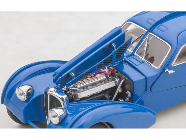 1938 Bugatti Type 57SC Atlantic with Metal Wire-Spoke Wheels Blue 1/43 Diecast Model Car by Autoart