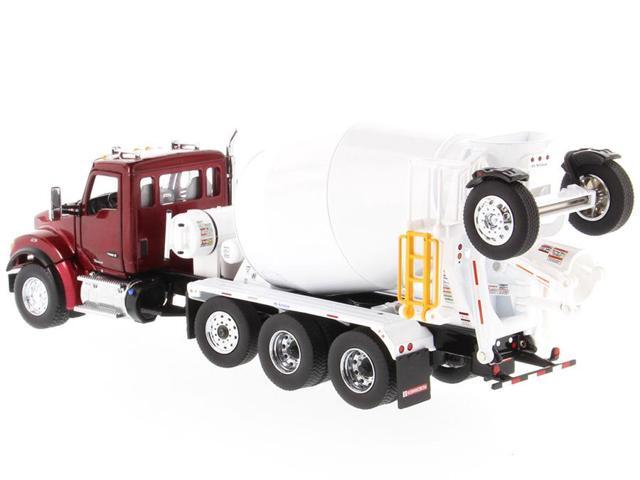 Kenworth T880 SFFA with McNeilus Bridgemaster Mixer Truck Radiant Red and White 1/50 Diecast Model by Diecast Masters