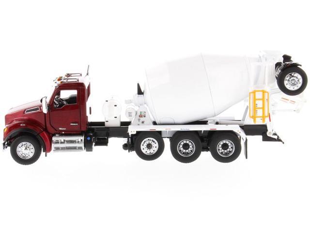 Kenworth T880 SFFA with McNeilus Bridgemaster Mixer Truck Radiant Red and White 1/50 Diecast Model by Diecast Masters