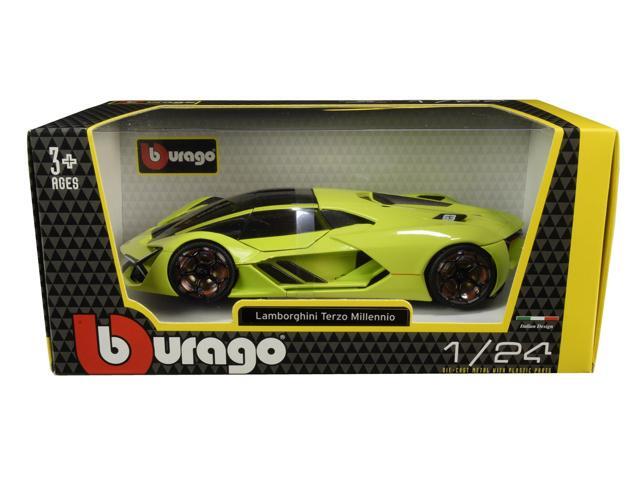 Lamborghini Terzo Millennio Lime Green with Black Top and Carbon Accents 1/24 Diecast Model Car by Bburago