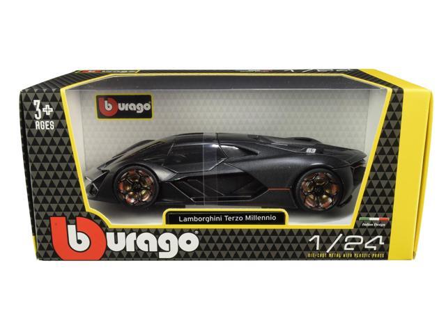 Lamborghini Terzo Millennio Dark Gray Metallic with Black Top and Carbon Accents 1/24 Diecast Model Car by Bburago