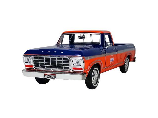 1979 Ford F-150 Custom Pickup Truck 'Gulf' Dark Blue and Orange 1/24 Diecast Model Car by Motormax