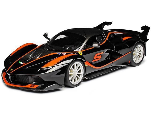 Ferrari FXX-K #5 Fu Songyang Black with Gray Top and Orange Stripes 1/18 Diecast Model Car by Bburago