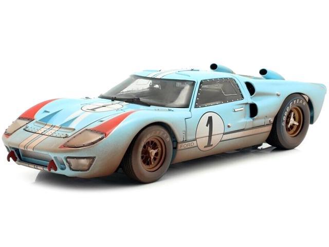 1966 Ford GT-40 MK II #1 Light Blue Miles - Hulme Le Mans (Dirty Version) 1/18 Diecast Model Car by Shelby Collectibles