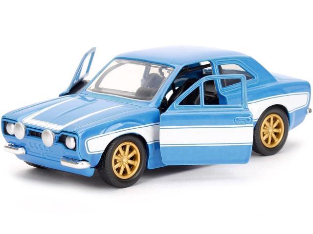 Brian's Ford Escort Light Blue with White Stripes 'Fast & Furious' Movie 1/32 Diecast Model Car by Jada
