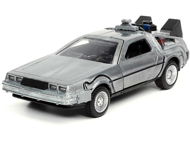 DeLorean DMC Time Machine Brushed Metal 'Back to the Future Part I' (1985) Movie 'Hollywood Rides' 1/32 Diecast Model Car Jada
