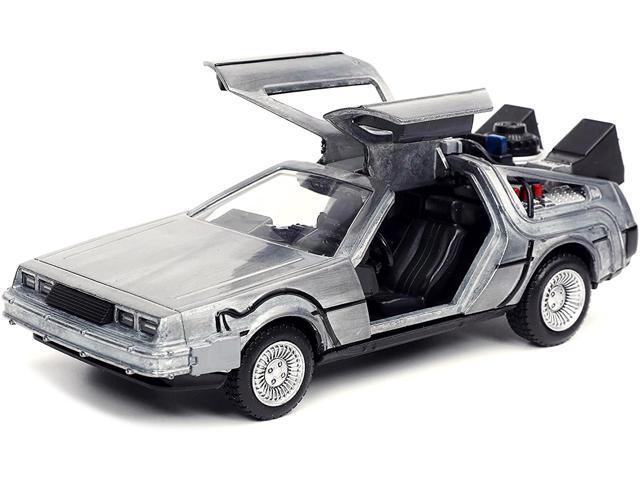 DeLorean DMC Time Machine Brushed Metal 'Back to the Future Part I' (1985) Movie 'Hollywood Rides' 1/32 Diecast Model Car Jada