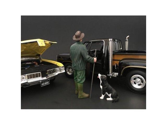 Customer Patrick and a Dog Figurine / Figure For 1:18 Models by American Diorama