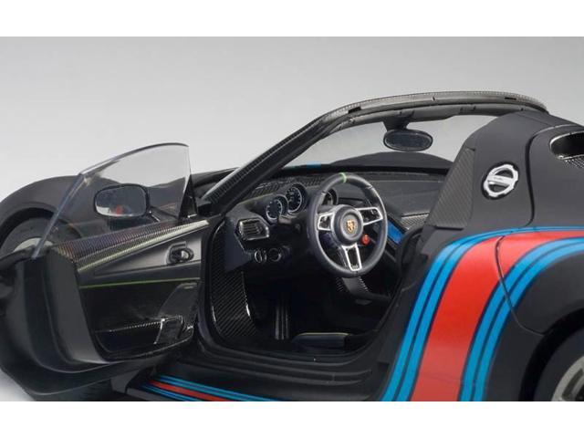 Porsche 918 Spyder Weissach Package Black/ Martini Livery #15 1/18 Model Car by Autoart