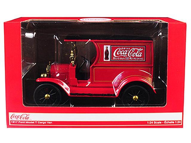 1917 Ford Model T Cargo Van 'Coca-Cola' Red with Black Top 1/24 Diecast Model Car by Motorcity Classics