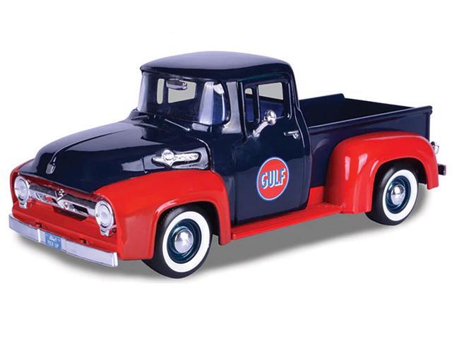 1956 Ford F-100 Pickup Truck 'Gulf' Dark Blue and Red 1/24 Diecast Model Car by Motormax