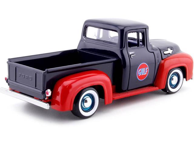 1956 Ford F-100 Pickup Truck 'Gulf' Dark Blue and Red 1/24 Diecast Model Car by Motormax