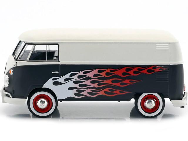 Volkswagen Type 2 (T1) Delivery Van with Flames 1/24 Diecast Car Model by Motormax