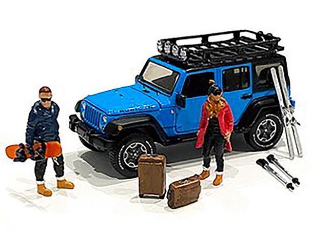 'Winter Break' Diecast Set of 6 pieces (2 Figurines and 4 Accessories) for 1/64 Scale Models by American Diorama
