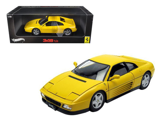 1989 Ferrari 348 TB Yellow Elite Edition 1/18 Diecast Car Model by Hotwheels