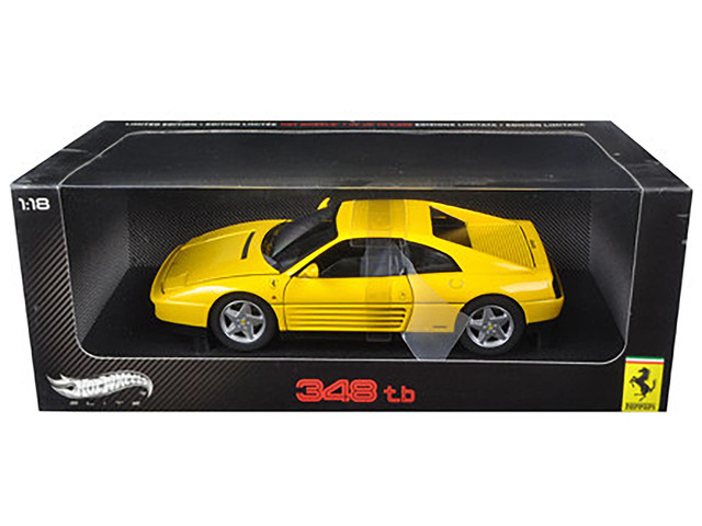 1989 Ferrari 348 TB Yellow Elite Edition 1/18 Diecast Car Model by Hotwheels