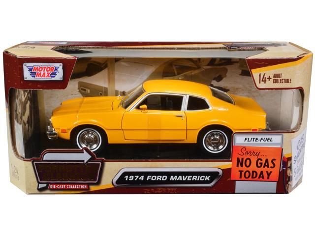 1974 Ford Maverick Yellow 'Forgotten Classics' 1/24 Diecast Model Car by Motormax