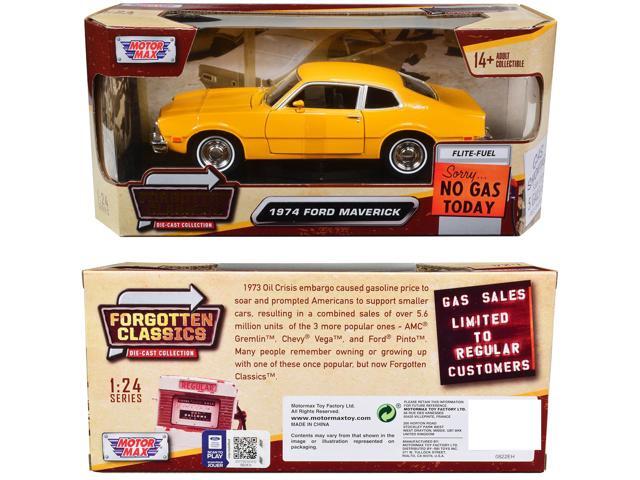 1974 Ford Maverick Yellow 'Forgotten Classics' 1/24 Diecast Model Car by Motormax