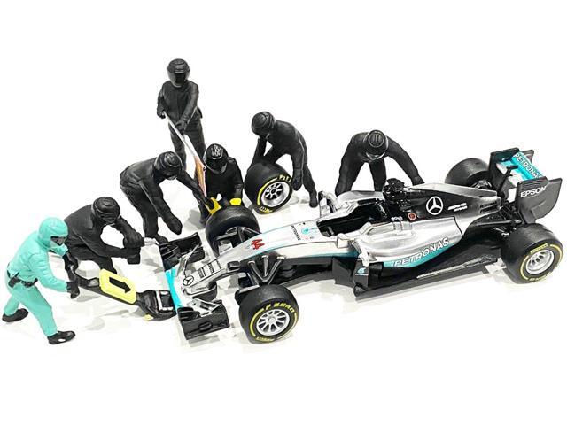 Formula One F1 Pit Crew 7 Figurine Set Team Black for 1/43 Scale Models by American Diorama