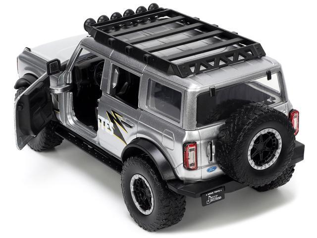 2021 Ford Bronco Gray Metallic 'KC HiLiTES' with Extra Wheels 'Just Trucks' Series 1/24 Diecast Model Car by Jada