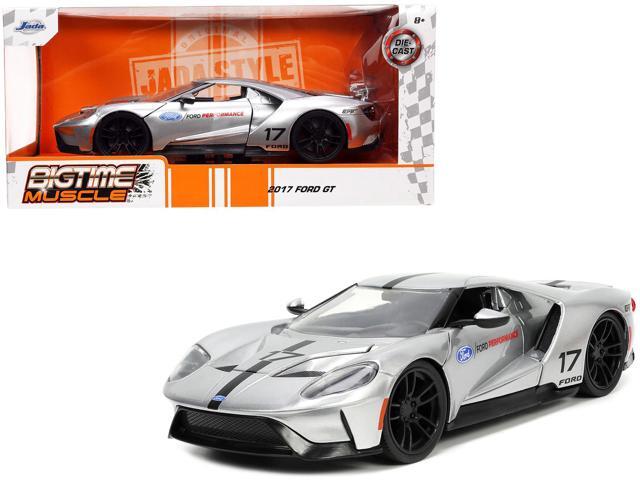 2017 Ford GT #17 Silver Metallic with Black Stripes 'Ford Performance' 'Bigtime Muscle' Series 1/24 Diecast Model Car by Jada