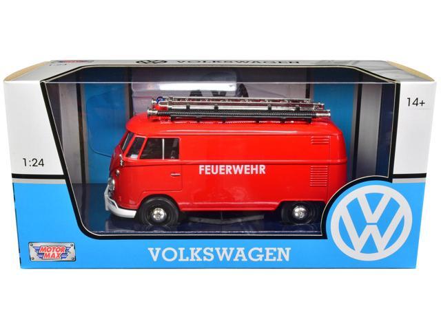 Volkswagen Type 2 (T1) Fire Van 'Feuerwehr' Red 1/24 Diecast Model Car by Motormax