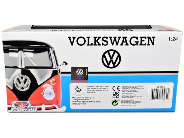 Volkswagen Type 2 (T1) Fire Van 'Feuerwehr' Red 1/24 Diecast Model Car by Motormax