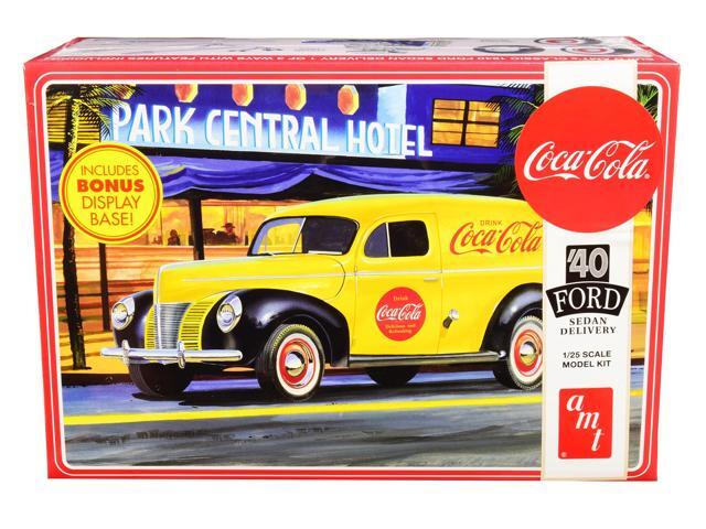 Skill 3 Model Kit 1940 Ford Sedan Delivery Van 'Coca-Cola' with Display Base 1/25 Scale Model by AMT