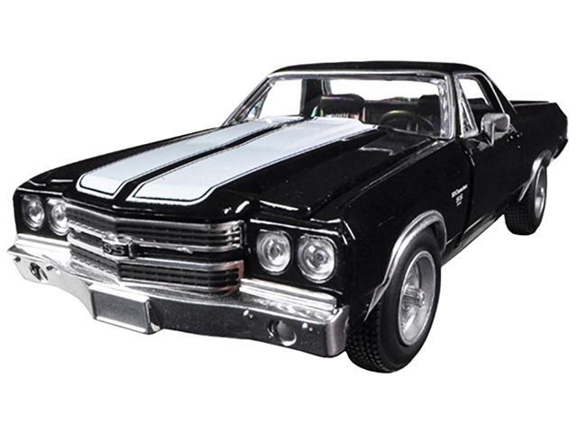 1970 Chevrolet El Camino SS Black with White Stripes 'Muscle Car Collection' 1/25 Diecast Model Car by New Ray