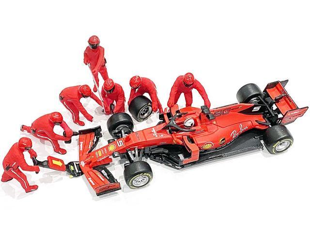 Formula One F1 Pit Crew 7 Figurine Set Team Red for 1/43 Scale Models by American Diorama