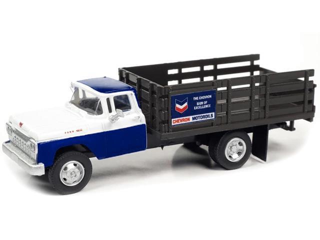 1960 Ford Stake Bed Truck 'Chevron' Blue and White 1/87 (HO) Scale Model Car by Classic Metal Works