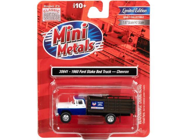 1960 Ford Stake Bed Truck 'Chevron' Blue and White 1/87 (HO) Scale Model Car by Classic Metal Works