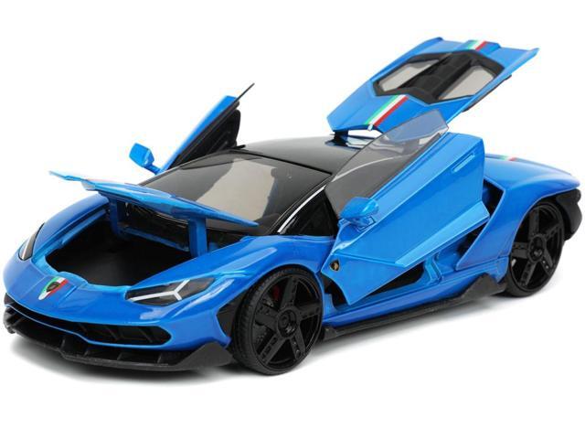 Lamborghini Centenario Blue with Black Top with Stripes /Hyper-Spec/ Series 1/24 Diecast Model Car by Jada'''