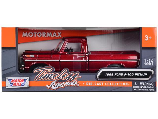 1969 Ford F-100 Pickup Truck Burgundy 1/24 Diecast Model Car by Motormax
