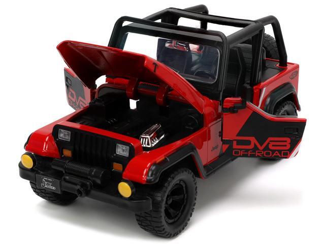 1992 Jeep Wrangler DV8 Off-Road Red with Matt Black Stripes with Extra Wheels 'Just Trucks' Series 1/24 Diecast Model Car by Jada