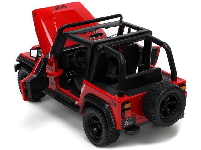 1992 Jeep Wrangler DV8 Off-Road Red with Matt Black Stripes with Extra Wheels 'Just Trucks' Series 1/24 Diecast Model Car by Jada