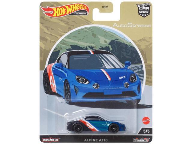 Alpine A110 Blue Metallic and Black with Graphics 'Auto Strasse' Series Diecast Model Car by Hot Wheels