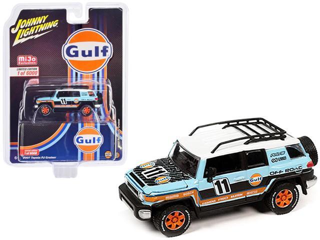 2007 Toyota FJ Cruiser #11 Light Blue 'Gulf Oil' with Roofrack Limited Ed to 6000 pcs 1/64 Diecast Model Car by Johnny Lightning