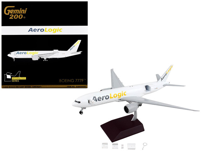 Boeing 777F Commercial Aircraft 'AeroLogic' White 'Gemini 200 - Interactive' Series 1/200 Diecast Model Airplane by GeminiJets