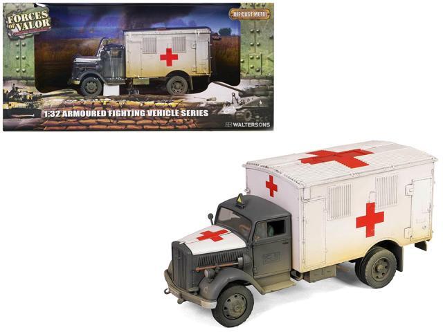 Opel-Blitz Kfz.305 Ambulance Gray and White (Weathered) 'German Army' 'Armoured Fighting' 1/32 Diecast Model by Forces of Valor