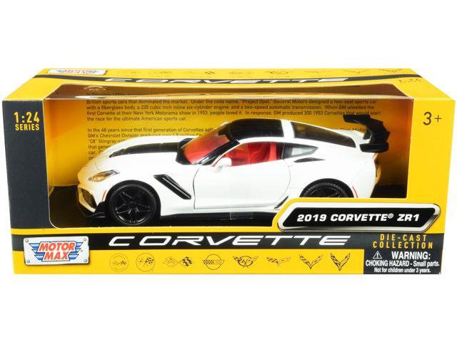 2019 Chevrolet Corvette C7 ZR1 White and Black with Red Interior 'History of Corvette' Series 1/24 Diecast Model Car by Motormax