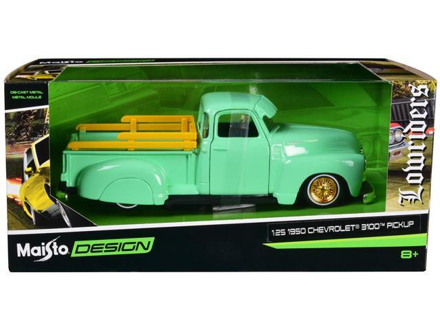1950 Chevrolet 3100 Pickup Truck Lowrider Light Green with Gold Wheels 'Lowriders' Series 1/24 Diecast Model Car by Maisto