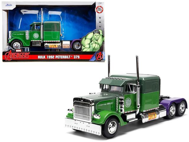 1992 Peterbilt 379 Truck Tractor Green Two-Tone and Purple 'The Incredible Hulk' 'Marvel Avengers' Series Diecast Model by Jada
